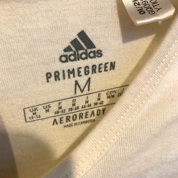 Adidas cream tan stripe athletic shirt, size Medium - Picture 4 of 4